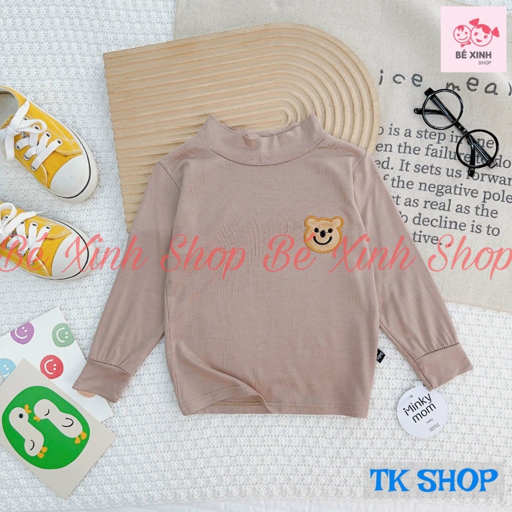 Áo Thun Lạnh Cổ Lọ Dài Tay Cho Bé Trai Gái 8-28kg  Áo Tay Dài Cổ 3 Phân Cho Bé Trai Gái ÁO GẤU 3P