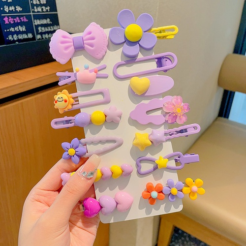 Set 14 Kẹp Tóc Hình Hoa Màu Sắc Macaron Xinh Xắn Cho Bé Gái 2023