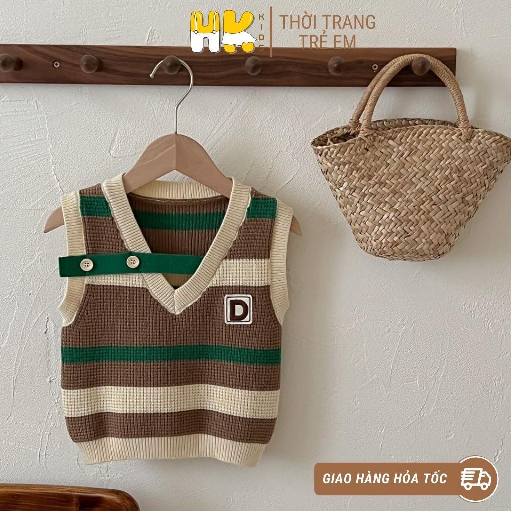 Áo gile len cho bé HK KIDS, áo len gi lê sát nách xinh xắn thời trang mùa thu đông size từ 1-6 tuổi