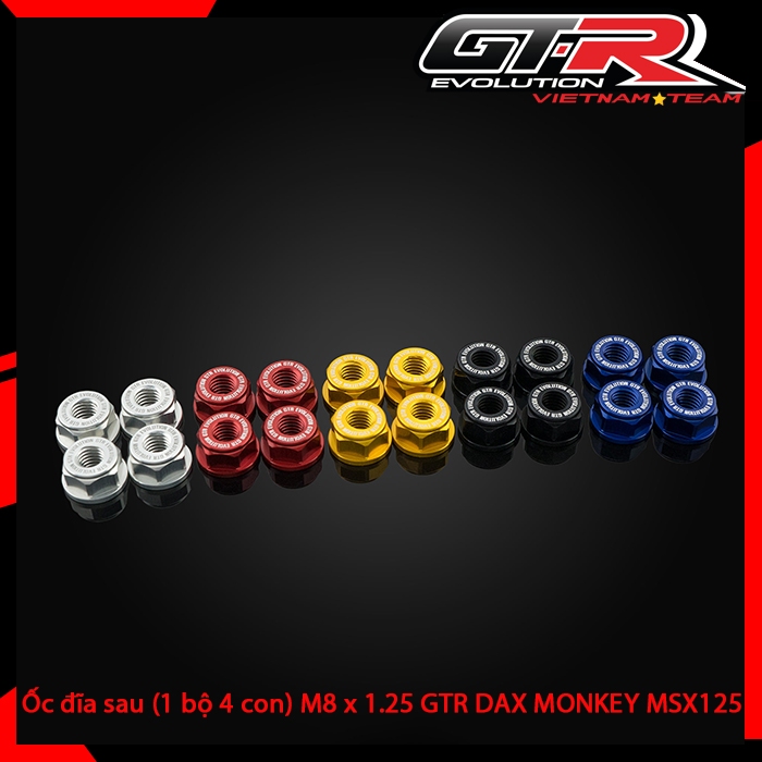 Ốc đĩa sau (1 bộ 4 con) M8 x 1.25 GTR DAX MONKEY125 MSX125