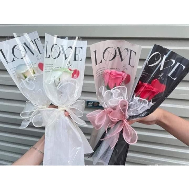 COMBO Set 20 Túi Đựng Hoa LOVE YOU 1 Bông 1 Mặt Trong Suốt Chữ Love You Siêu Xinh sang chảnh_LM100