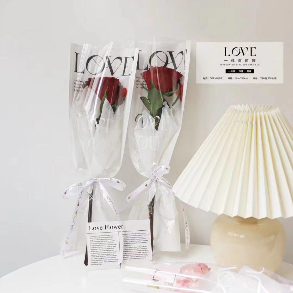 COMBO Set 20 Túi Đựng Hoa LOVE YOU 1 Bông 1 Mặt Trong Suốt Chữ Love You Siêu Xinh sang chảnh_LM100