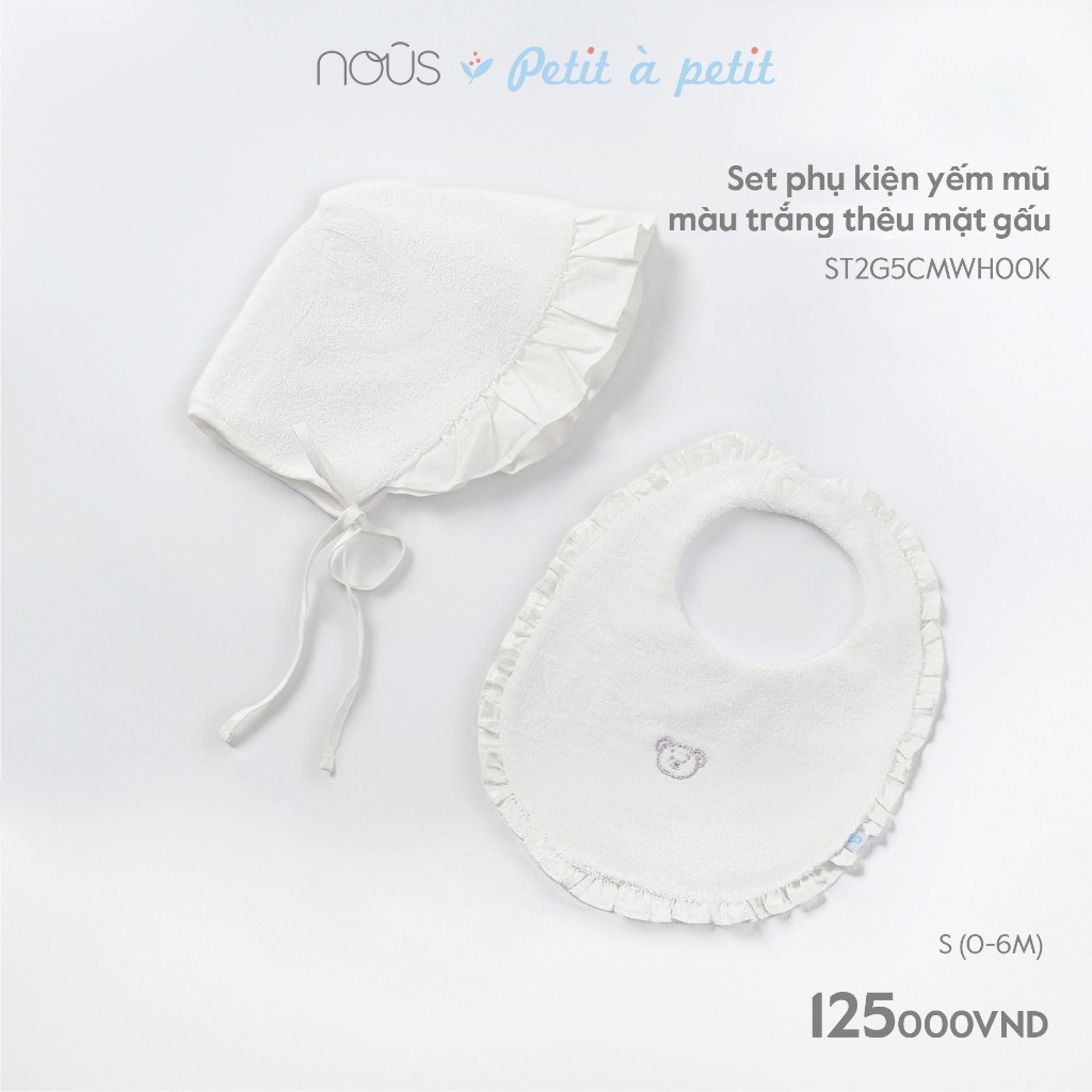 Set phụ kiện Mũ - Yếm - Bao Tay Bao Chân Nous chính hãng cho bé sơ sinh