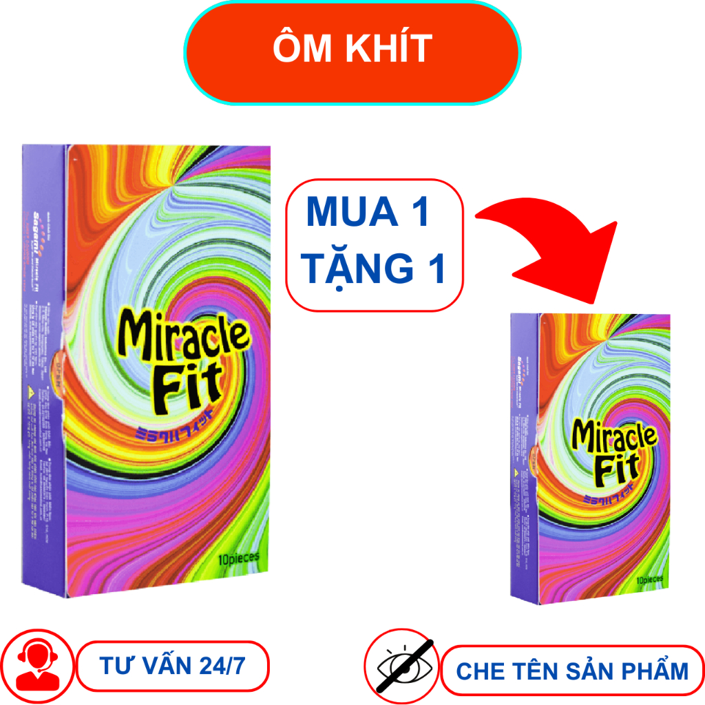 Bao cao su SAGAMI Miracle FIT Ôm khít tăng khoái cảm Hộp 10 chiếc mua 1 tặng 1