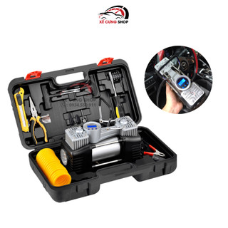 Bơm lốp ô tô 2 xilanh công suất lớn, kèm dụng cụ thự vá, bảo hành 06 tháng