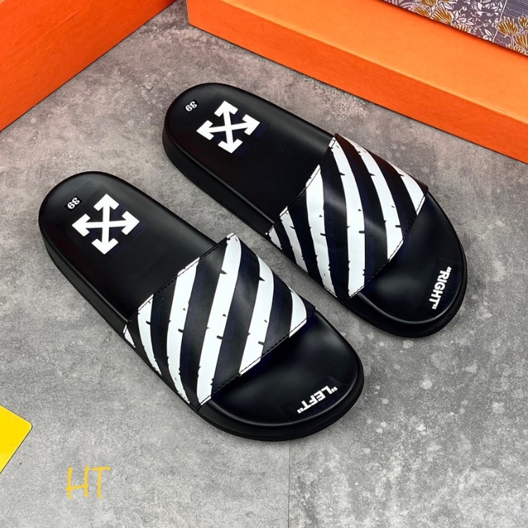 Dép lê off white quai da siêu nét - Dép nam quai da đỉnh cao