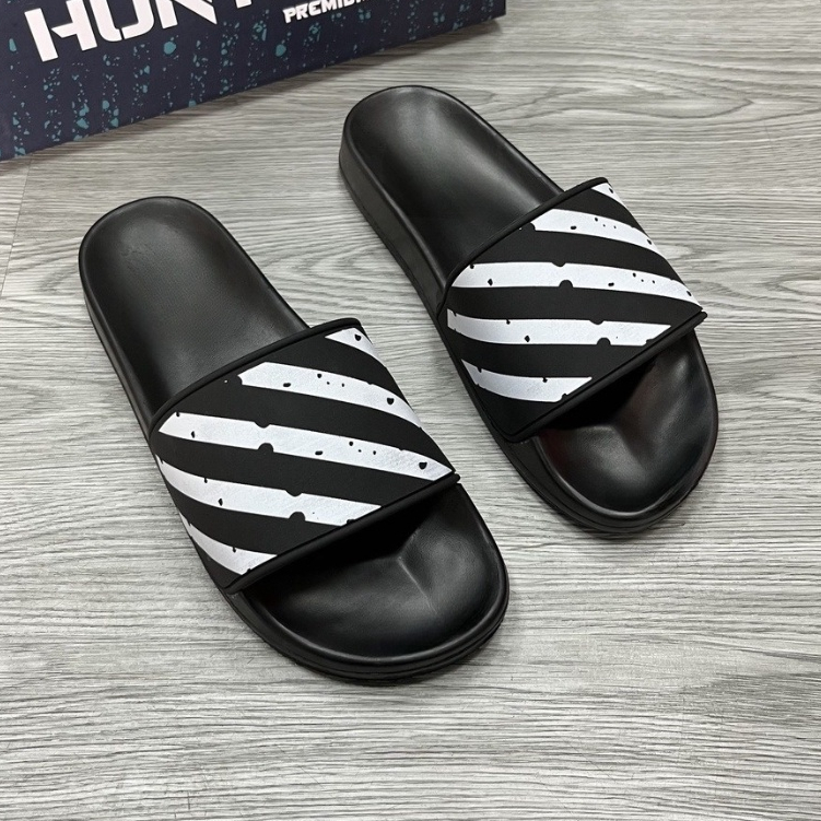 Dép lê off white quai da siêu nét - Dép nam quai da đỉnh cao