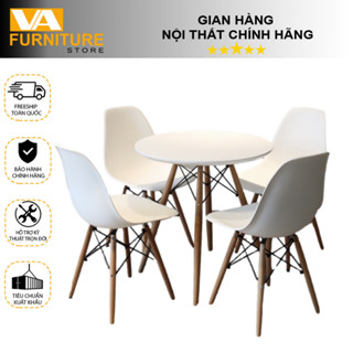 Bộ Bàn Ăn Eames Bàn tròn Bằng Gỗ Chân Cao Bàn Cafe Eames Nhập Khẩu 1 Bàn 2 Ghế 4 Ghế