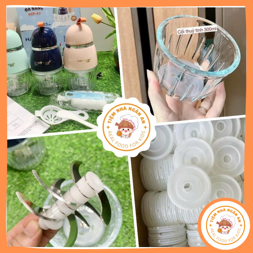 Phụ kiện máy xay Hattiecs Cối thủy tinh 6 lưỡi, 8 lưỡi dao, nắp rời