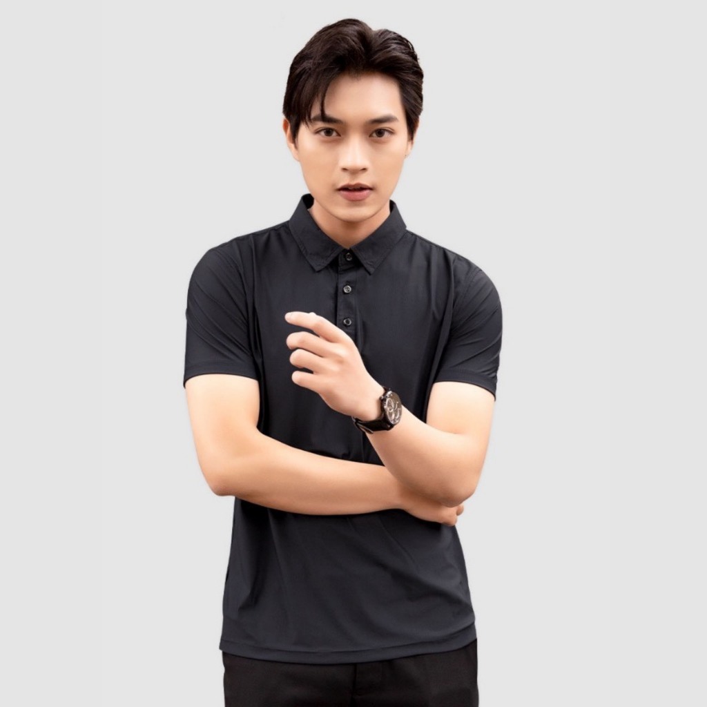 Áo thun polo thể thao nam Gấu 194 vải thun lạnh co dãn 4 chiều, cổ trụ lá from regular fit - PL Lạnh Trơn