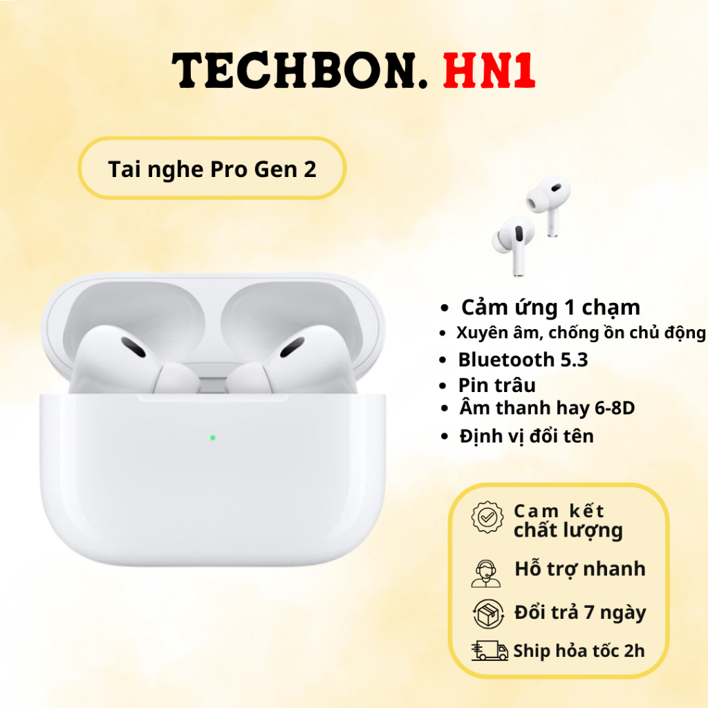 Tai Nghe Bluetooth Không Dây Pro 2 Cao Cấp Định Vị Đổi Tên Tự Động Kết Nối Cảm Ứng SP01 TECHBONHN1