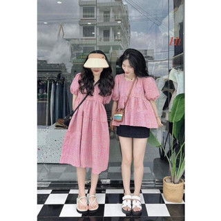 sét váy xốp hồng babydoll