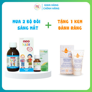 Combo 2 Bộ Đôi Sáng Mắt Neo Kids - Oralux tặng 1 Kem đánh răng hữu cơ của Ý