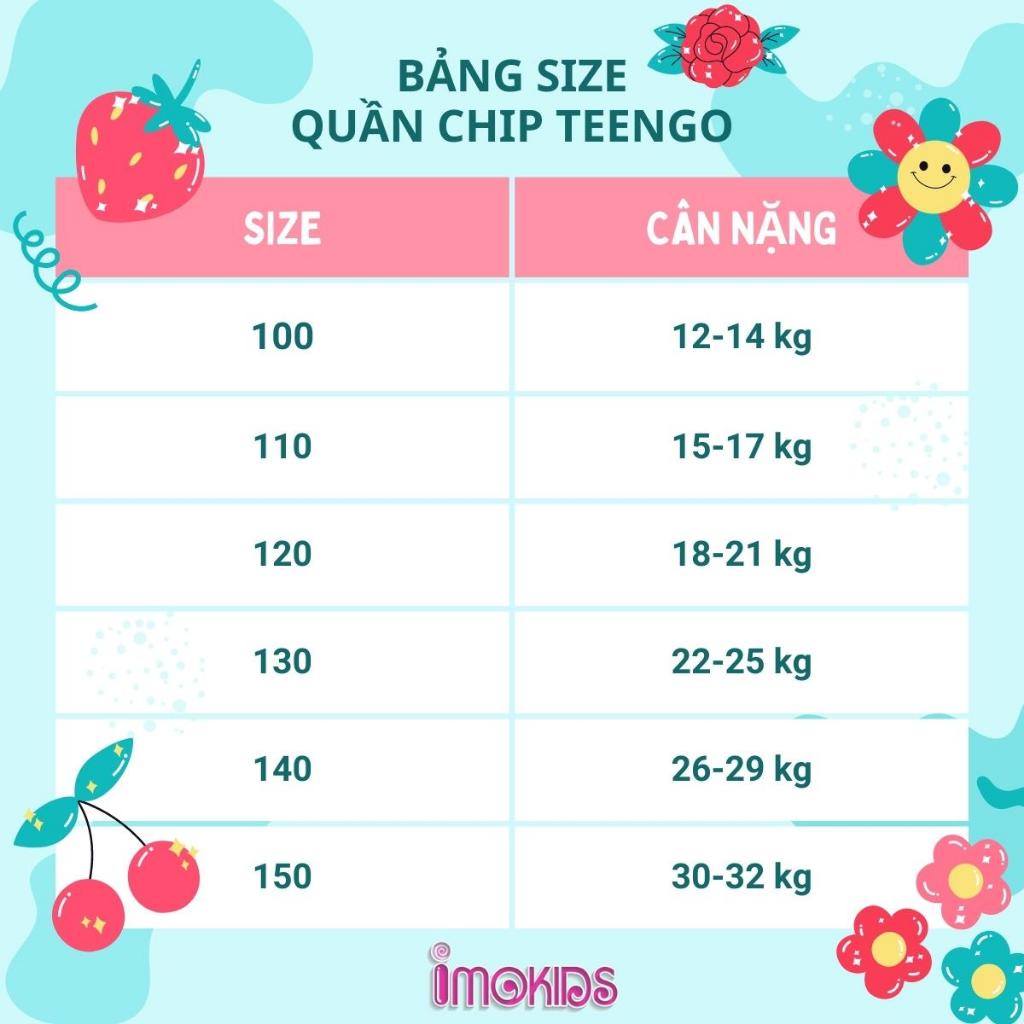 Set 3 quần chip đùi Teengo bé gái 10-30kg quần lót trẻ em cotton xuất Âu mềm mịn thoáng mát chíp bé gái nhiều mẫu