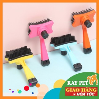 Bàn chải lông chó mèo có nút nhấn lấy lông giá rẻ