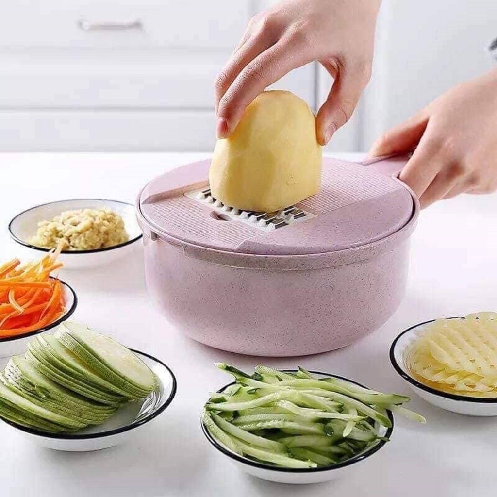 Bộ nạo rau củ quả đa năng – dụng cụ nạo rau củ đa năng kèm rổ và chậu rửa lúa mạch cao cấp Myclassy