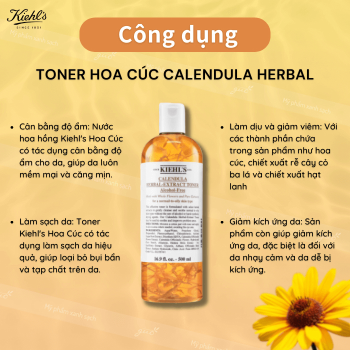 Toner Kiehls Hoa Cúc - Kiehls Calendula Herbal Extract Alcohol-Free Toner 250ml-500ml