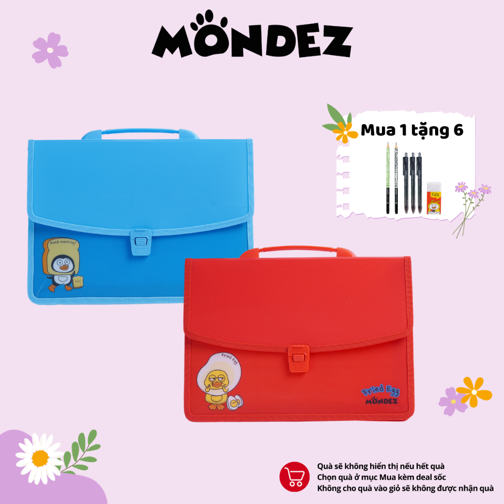 Cặp đi học MONDEZ cặp học thêm 2 ngăn, chất liệu nhựa nguyên sinh an toàn, hình Vịt cute, cho các bé cấp 1 M11004