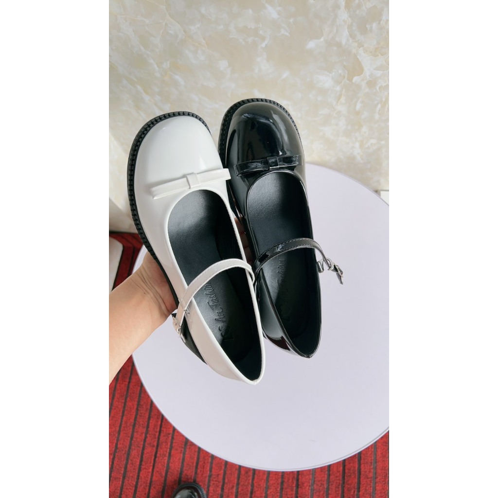 Giày búp bê lolita chất da bóng đính nơ phong cách hàn quốc năng động - LK92