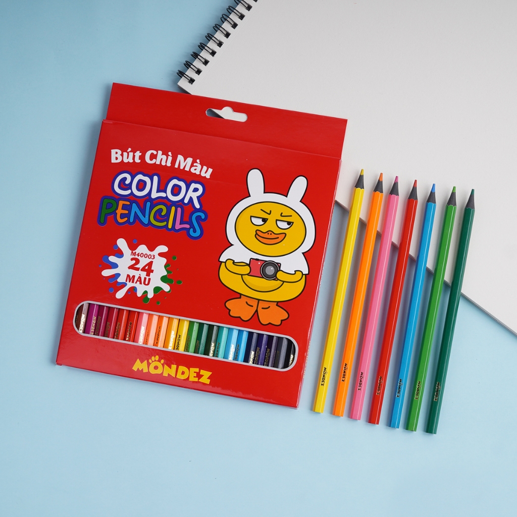Bút Chì Màu MONDEZ 24 Màu, Chất Liệu Cao Cấp, An Toàn Cho Bé M40003