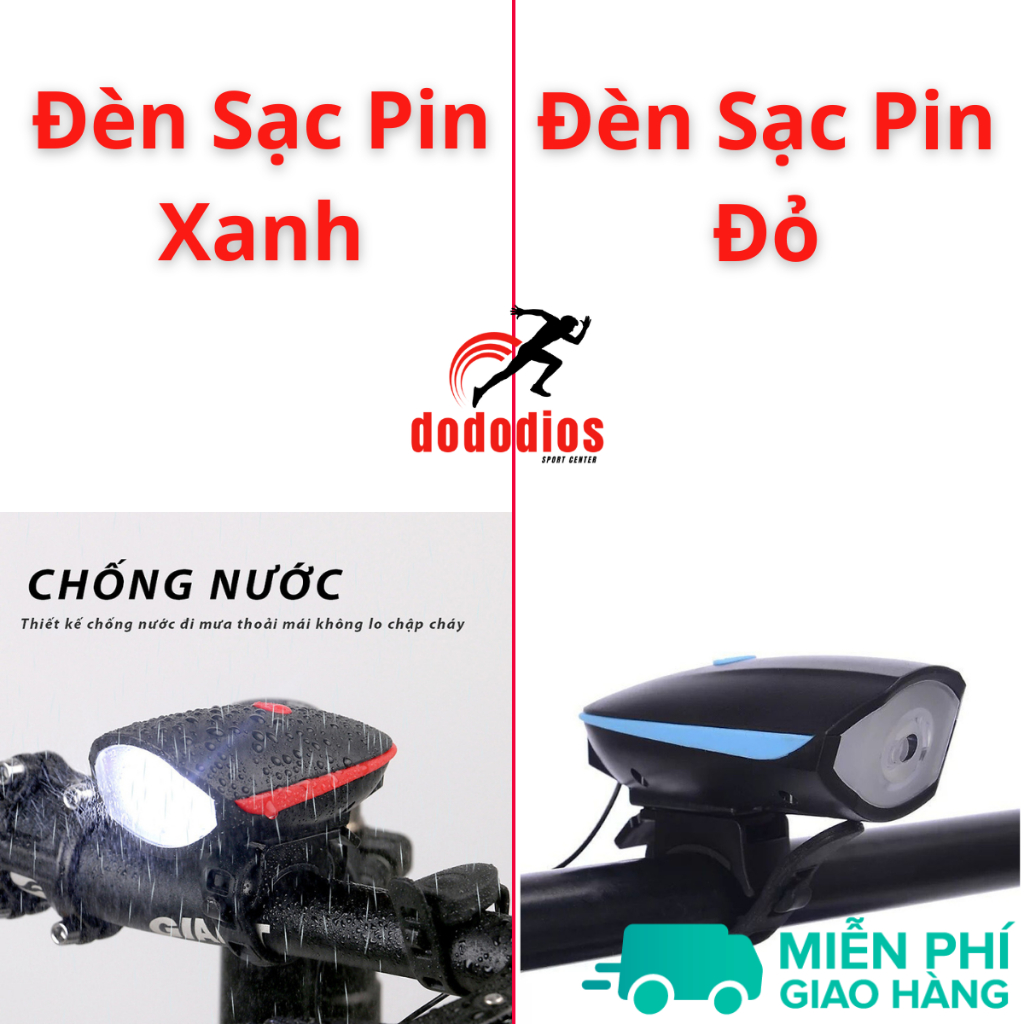Combo Đèn xe đạp thể thao siêu sáng có còi pin sạc chống nước + Đèn chiếu hậu cảnh báo TẶNG 2 ĐÈN GẮN VAN XE
