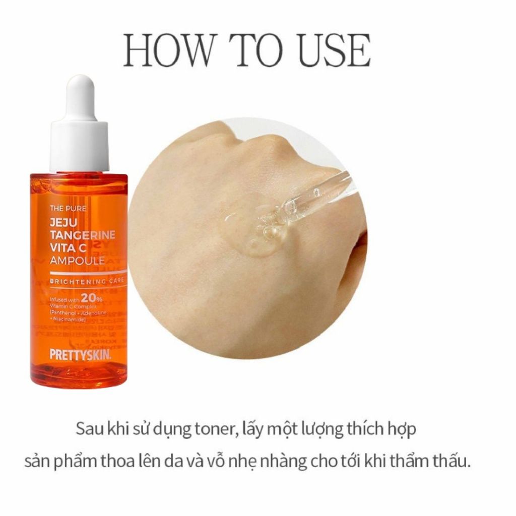 Tinh Chất DưỡngTrắng Phục Hồi Chống Lão Hóa Prettyskin The Pure Jeju Tangerine Vita C Ampoule 52ml, Serum Vitamin C