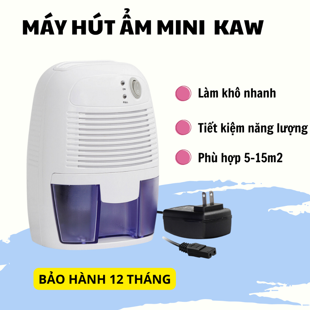 Máy hút ẩm mini KAW, hút ẩm không khí tiết kiệm điện năng, không gây tiếng ồn khi hoạt động bảo hành 12 tháng