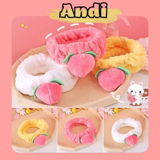 Băng đô cài tóc rửa mặt, băng đô trái đào cute dễ thương vải nhung phong cách hàn quốc a234 - andi fashion