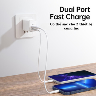 Củ Sạc Nhanh Ecomama, PD30W 2 Cổng USB QC3.0 Và Type-C