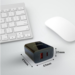 Củ Sạc Nhanh Ecomama, PD30W 2 Cổng USB QC3.0 Và Type-C
