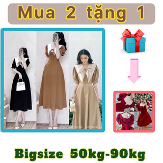 (SHOP BIGSIZE nữ 50kg đến 90kg ) ĐẦM MIDI TIỂU THƯ CỔ SƠ MI THANH LỊCH