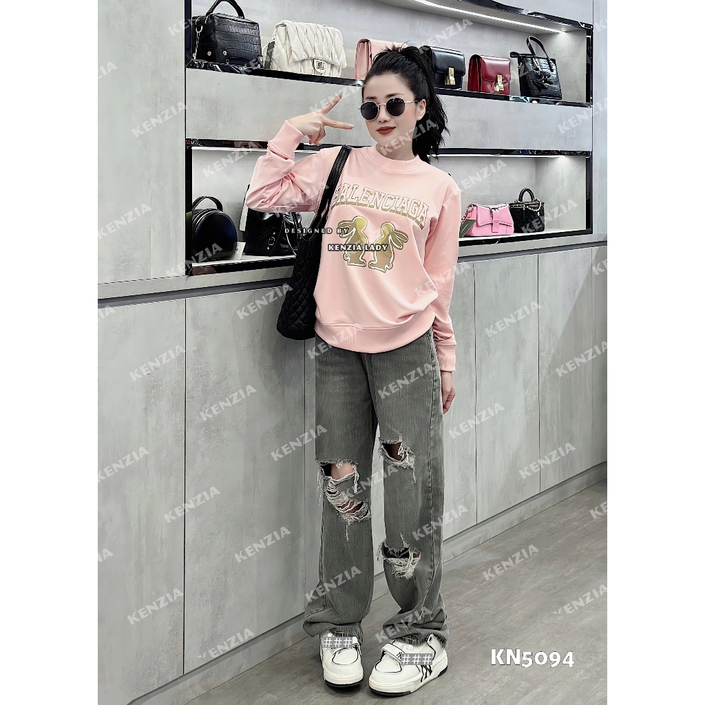 Áo Nỉ Nữ siêu cấp Form chuẩn Kenzia Lady- Áo Sweater Cổ Tròn Dài Tay  Basic  - KN5094