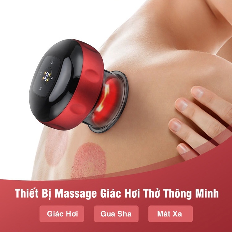 Máy Giác Hơi Cầm Tay Massage 6 Cấp Độ Hút Giác Hơi Lưu Thông Khí Huyết Cấp Nhiệt Giúp Giảm Đau Nhức