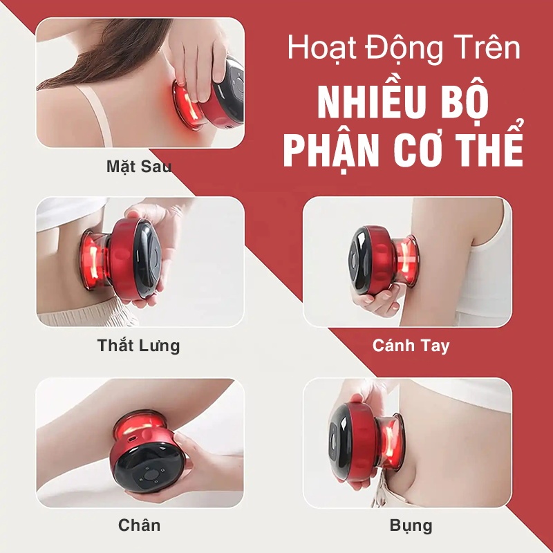 Máy Giác Hơi Cầm Tay Massage 6 Cấp Độ Hút Giác Hơi Lưu Thông Khí Huyết Cấp Nhiệt Giúp Giảm Đau Nhức