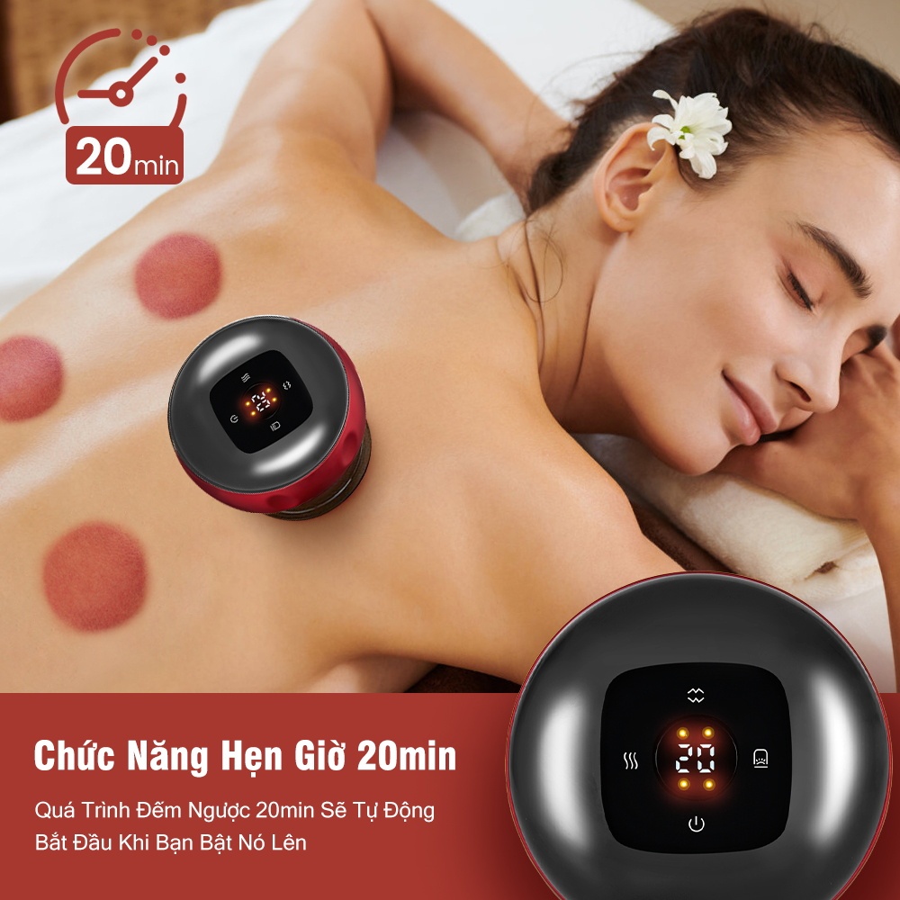 Máy Giác Hơi Cầm Tay Massage 6 Cấp Độ Hút Giác Hơi Lưu Thông Khí Huyết Cấp Nhiệt Giúp Giảm Đau Nhức