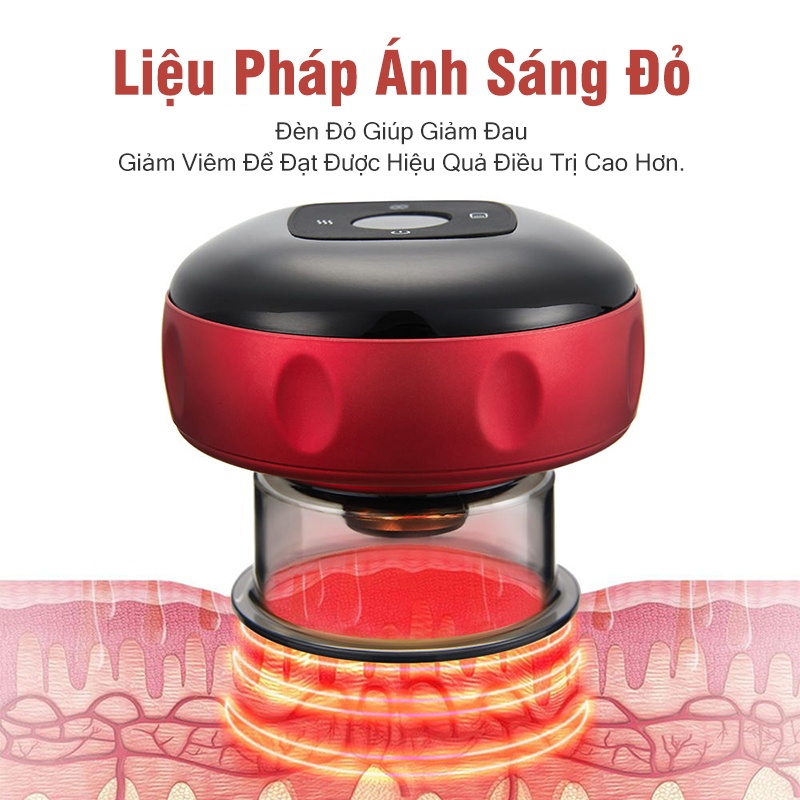 Máy Giác Hơi Cầm Tay Massage 6 Cấp Độ Hút Giác Hơi Lưu Thông Khí Huyết Cấp Nhiệt Giúp Giảm Đau Nhức