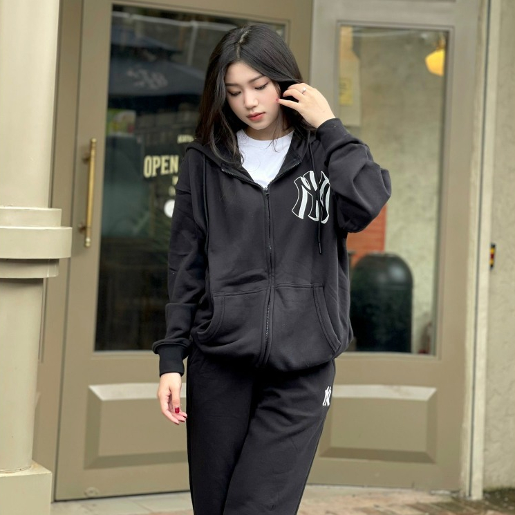 Áo nỉ Sweater nam nữ MLB NY có khóa kéo nhiều màu hàng xuất dư cao cấp phong cách Hàn Quốc