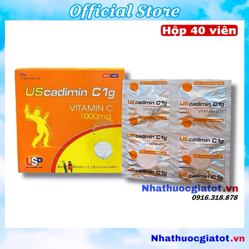 Viên Sủi C 1000mg UScadimin Dạng Vỉ Tiện Lợi
