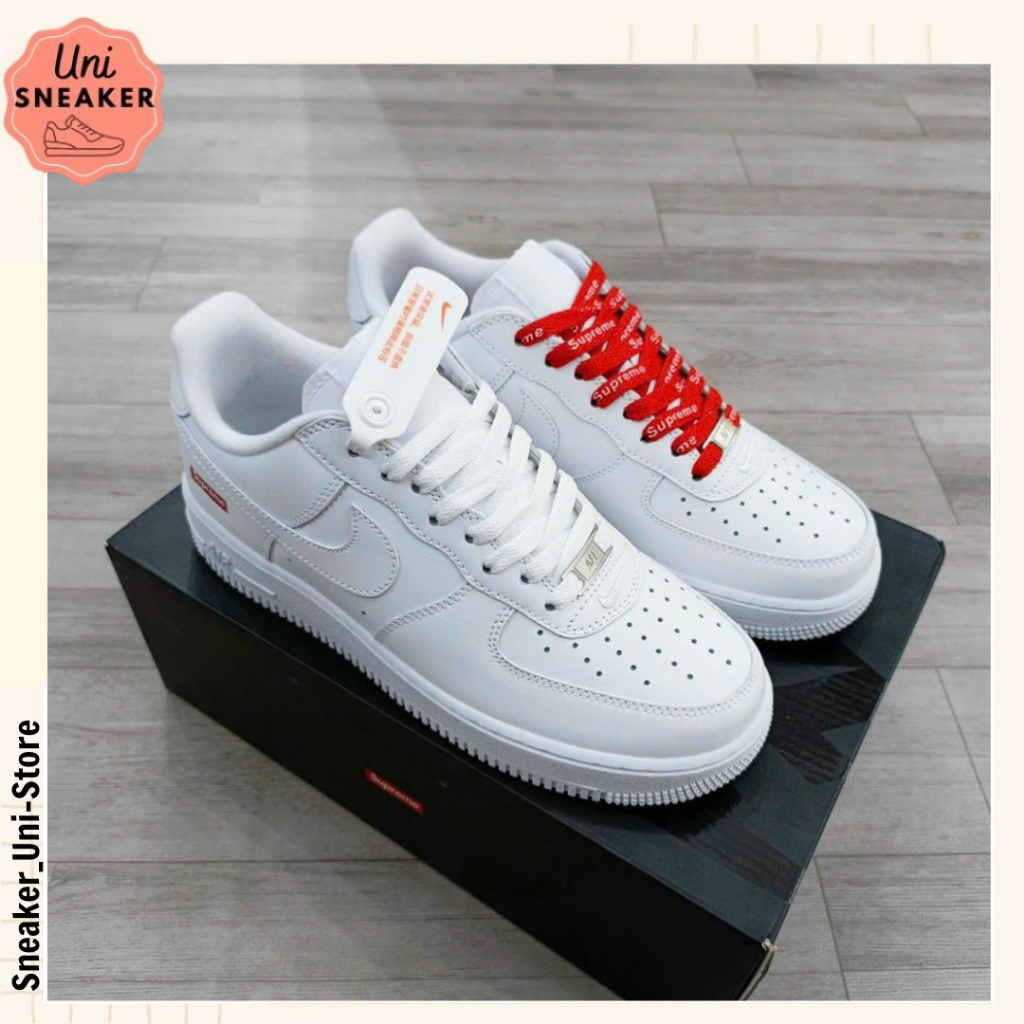Giày Sneaker_Nike Supreme, Giày _Air Force 1 Trắng Supreme Bản C.Cấp Full Bill Box - Uni