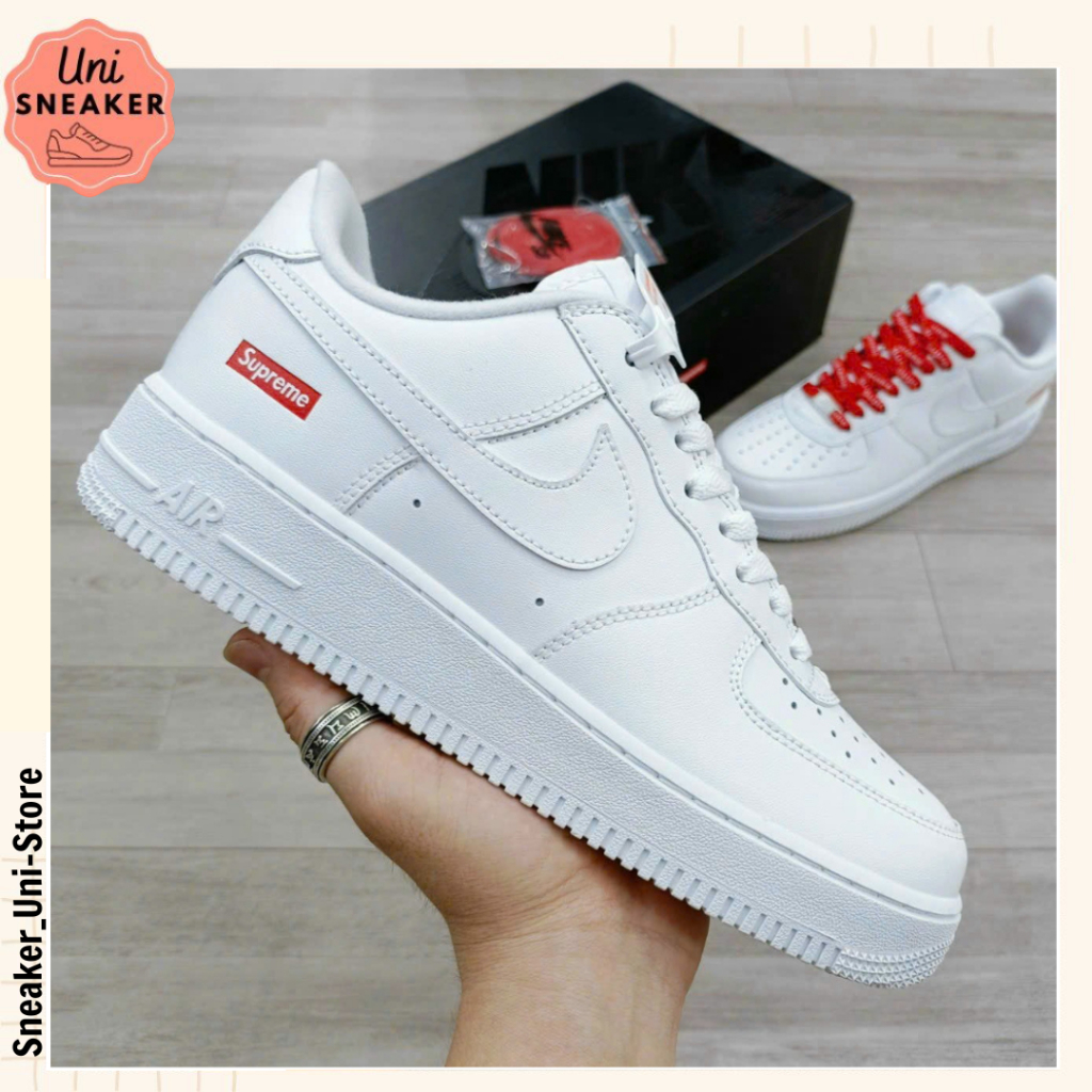 Giày Sneaker_Nike Supreme, Giày _Air Force 1 Trắng Supreme Bản C.Cấp Full Bill Box - Uni
