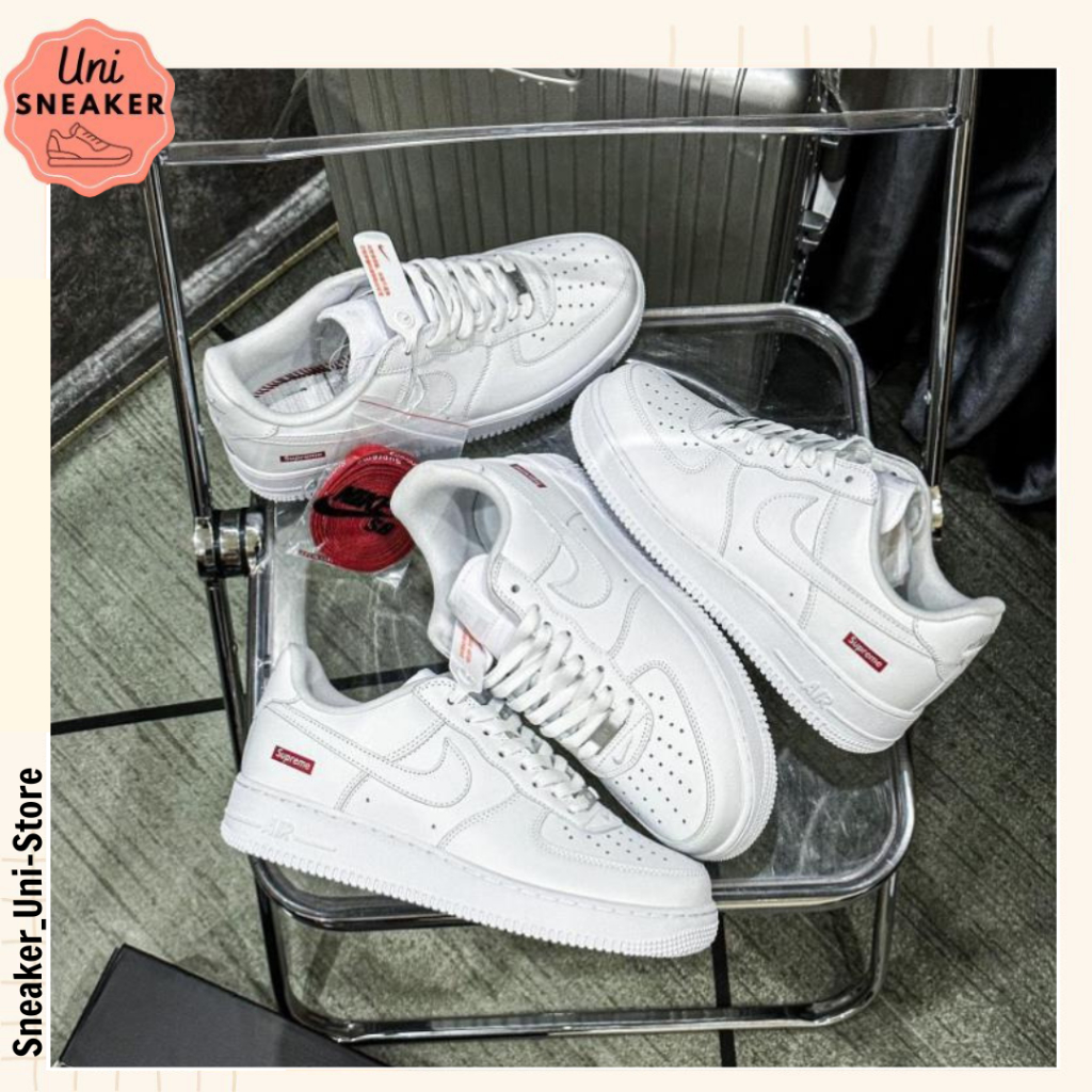 Giày Sneaker_Nike Supreme, Giày _Air Force 1 Trắng Supreme Bản C.Cấp Full Bill Box - Uni