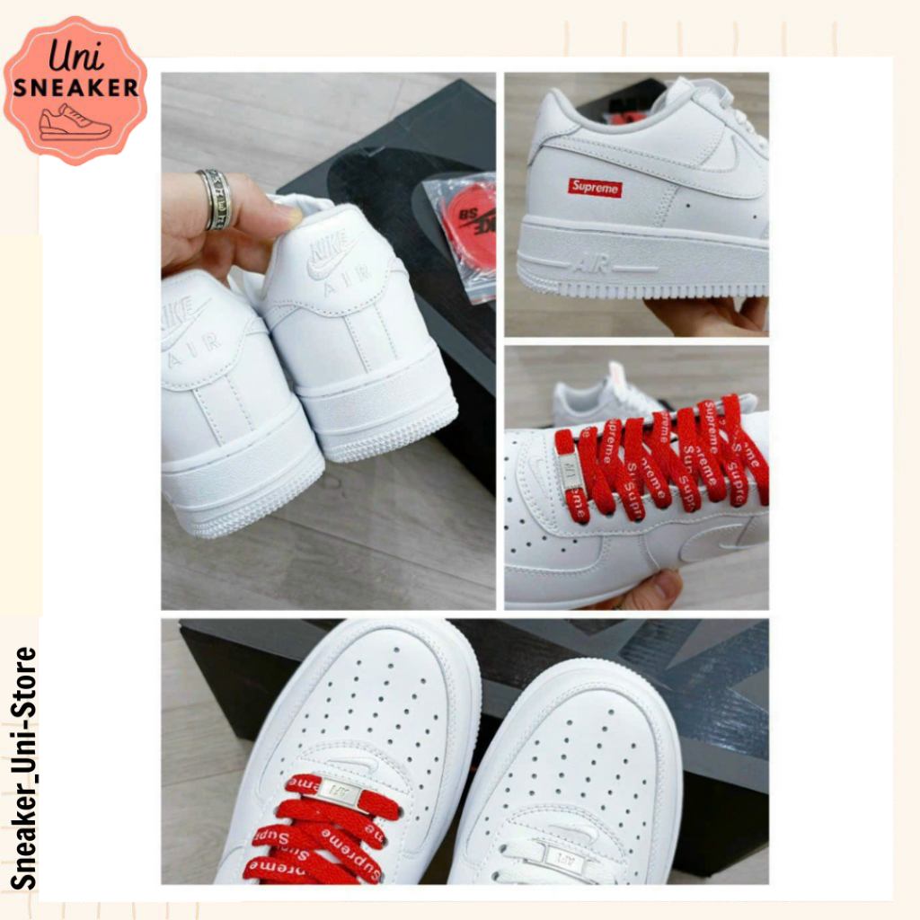 Giày Sneaker_Nike Supreme, Giày _Air Force 1 Trắng Supreme Bản C.Cấp Full Bill Box - Uni