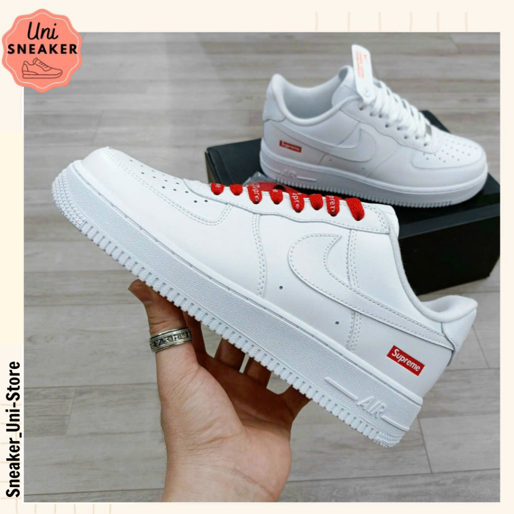 Giày Sneaker_Nike Supreme, Giày _Air Force 1 Trắng Supreme Bản C.Cấp Full Bill Box - Uni