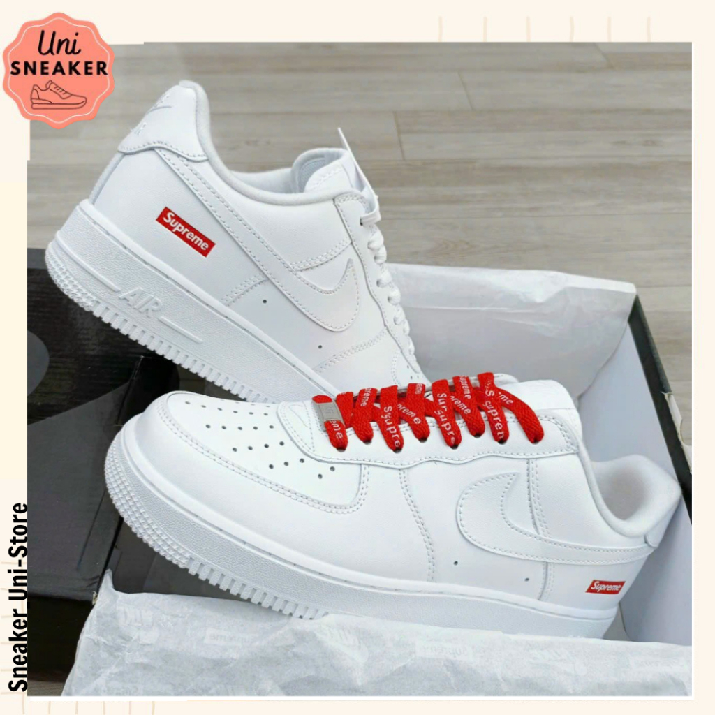 Giày Sneaker_Nike Supreme, Giày _Air Force 1 Trắng Supreme Bản C.Cấp Full Bill Box - Uni