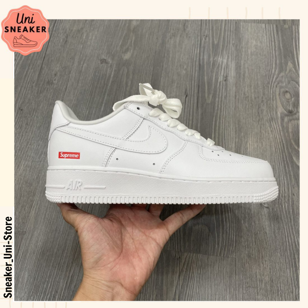 Giày Sneaker_Nike Supreme, Giày _Air Force 1 Trắng Supreme Bản C.Cấp Full Bill Box - Uni