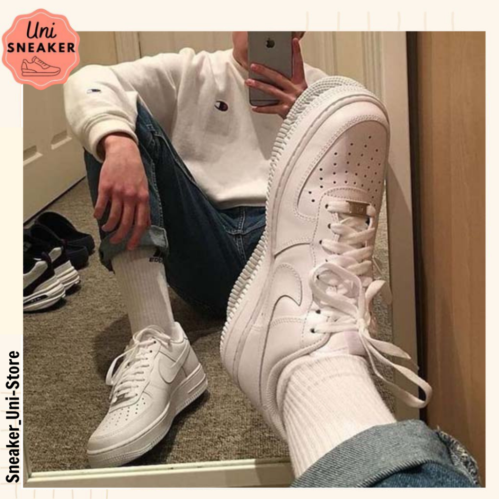 Giày_Nike Air Force 1 Nam Nữ, Giày_Nike AF1 Full Trắng Bản S.Cấp Full Bill Box