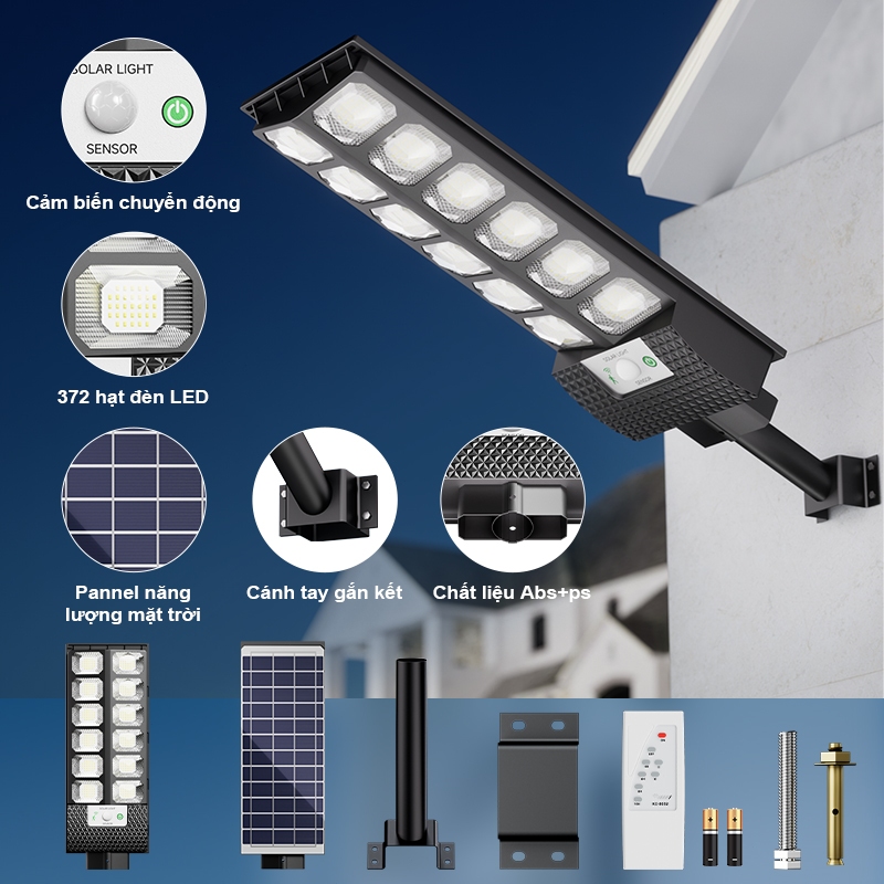 Đèn đường năng lượng mặt trời ngoài trời không thấm nước Công suất cao Độ sáng cao LED Night Light Flood Light với cảm b