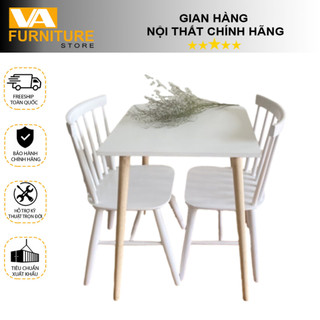 Bộ Bàn Ăn Vuông 60x60cm Bằng Gỗ Màu Trắng 1 Bàn 2 Ghế