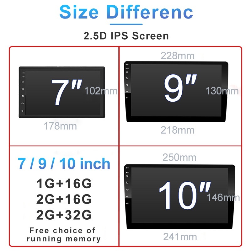 7" 9" 10" Màn hình DVD xe hơi Android cho xe hơi Kết nối WiFi Internet Điều hướng Camera lùi Giải trí đa phương tiện AHD