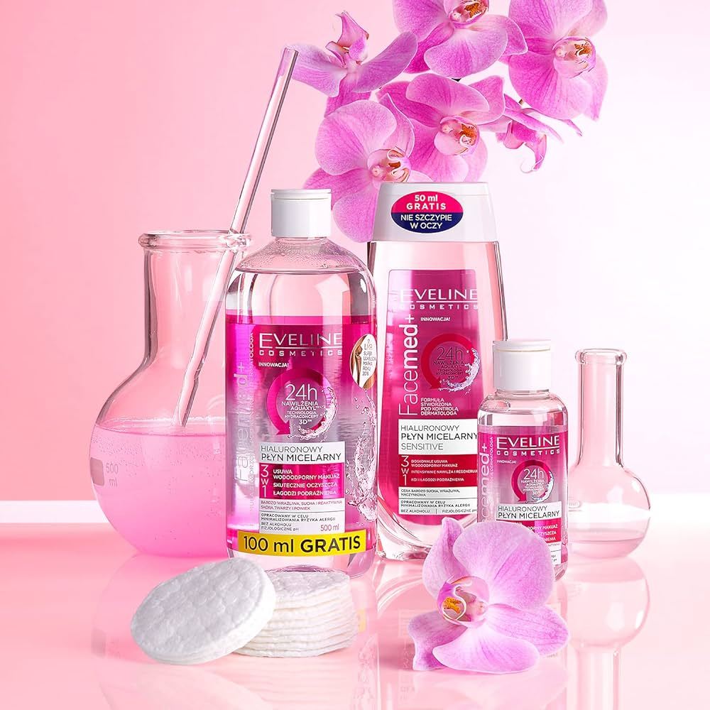 Nước tẩy trang dưỡng ẩm phục hồi làn da sạch mịn tươi sáng EVELINE FACEMED+ HYALRONIC 100ml